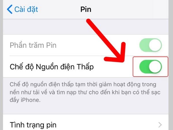 Tắt chế độ Tiết kiệm PIN trên iPhone
