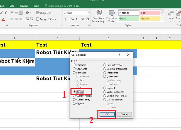 Xóa ô trống trong Excel B3 Xóa ô trống trong Excel B3