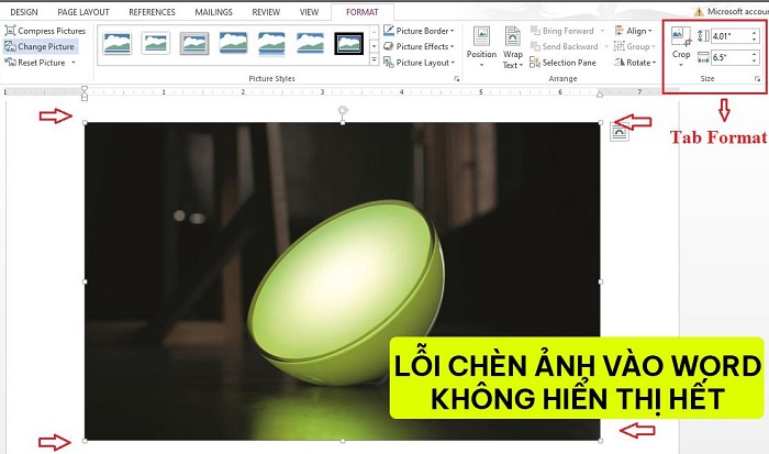 Lỗi chèn ảnh vào Word không hiển thị hết