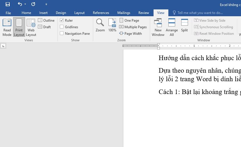 Bật lại khoảng trắng giữa các trang Bật lại khoảng trắng giữa các trang