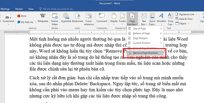 Remove Page Number bị ẩn